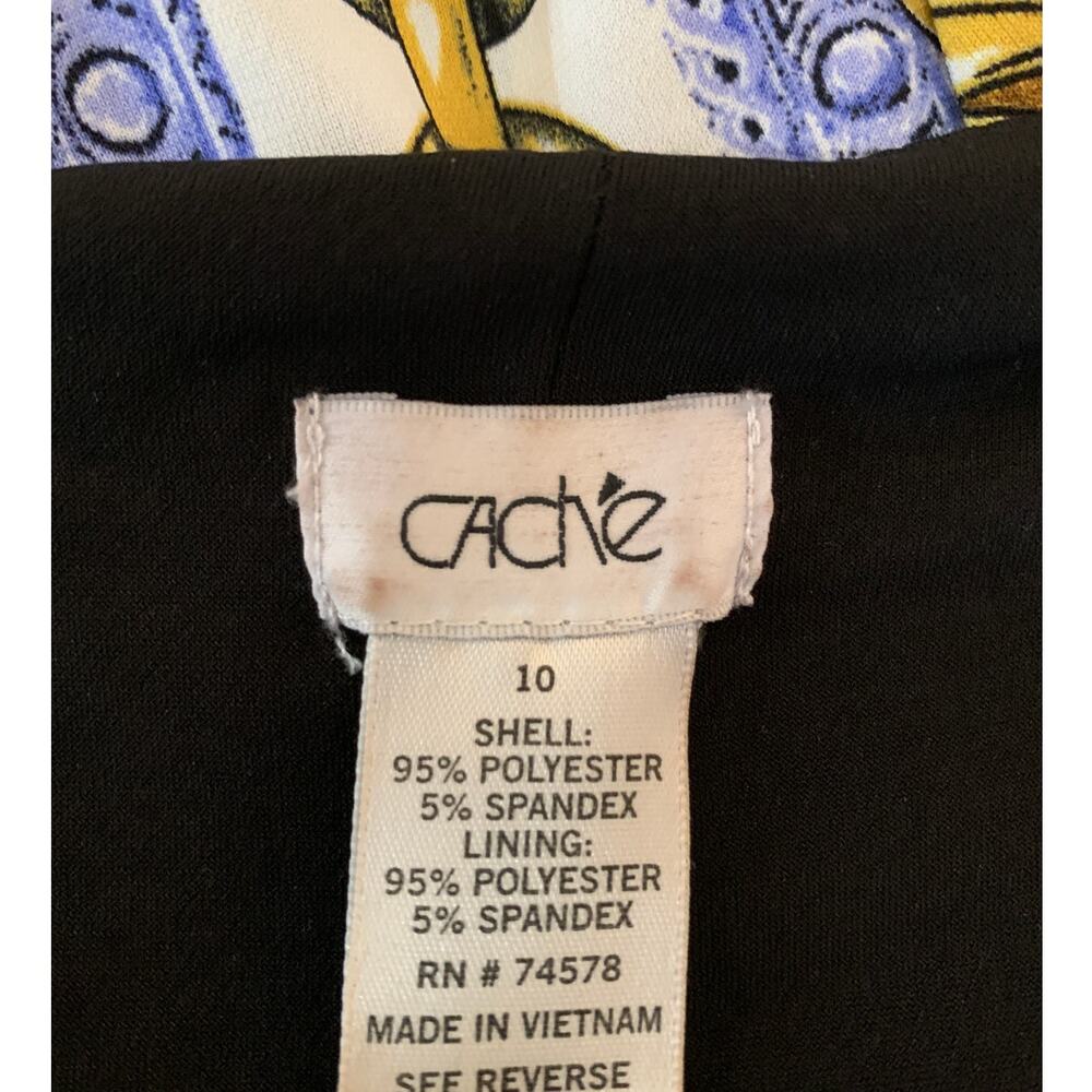 CACHE Y2K SHEATH W/CHAIN BELT BAROQUE GOLD/BLACK PRINT LINED ABOVE KNEE SZ10 10 - Picture 4 of 6